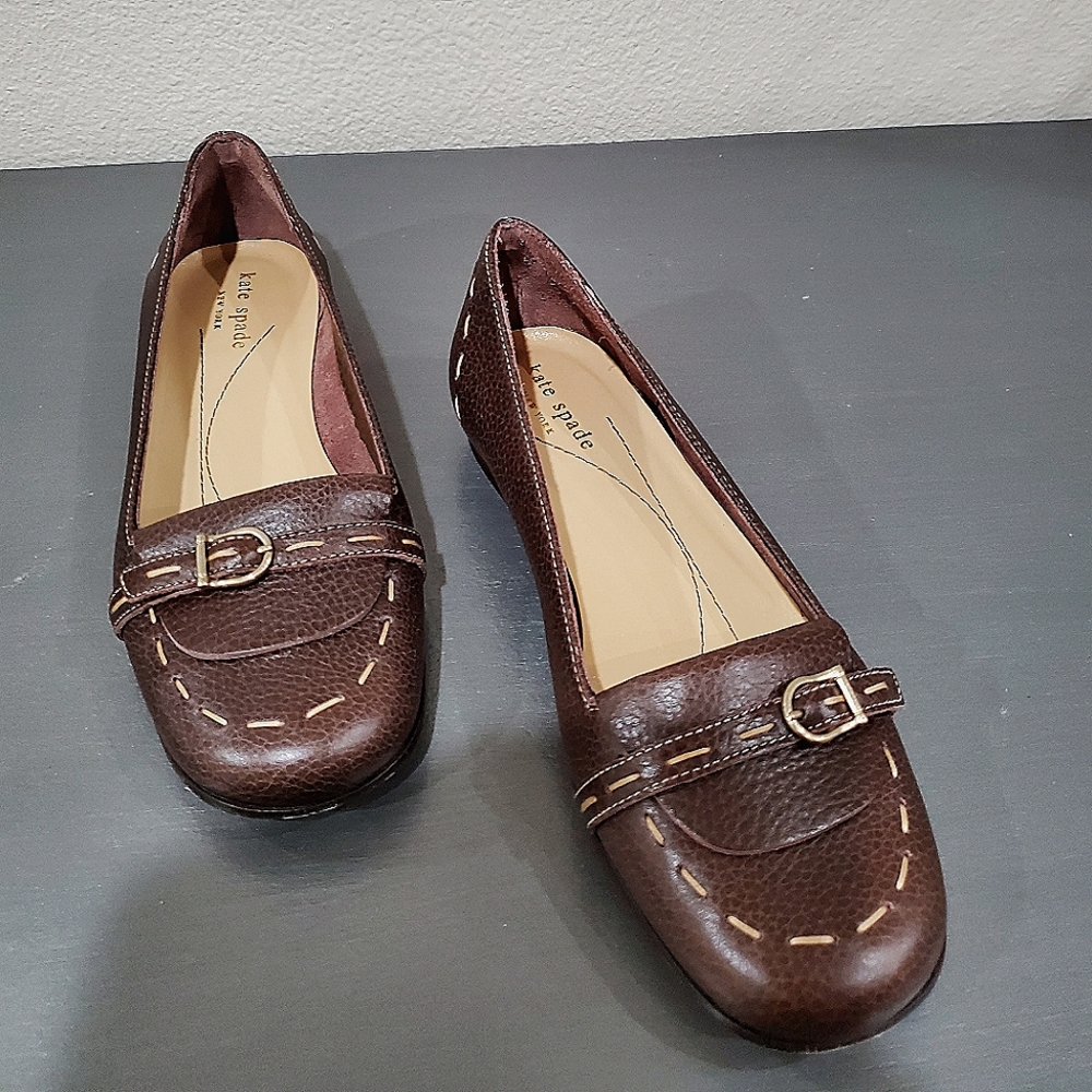 Kate Spade Chocolate Brown leather Loafers size 6.5